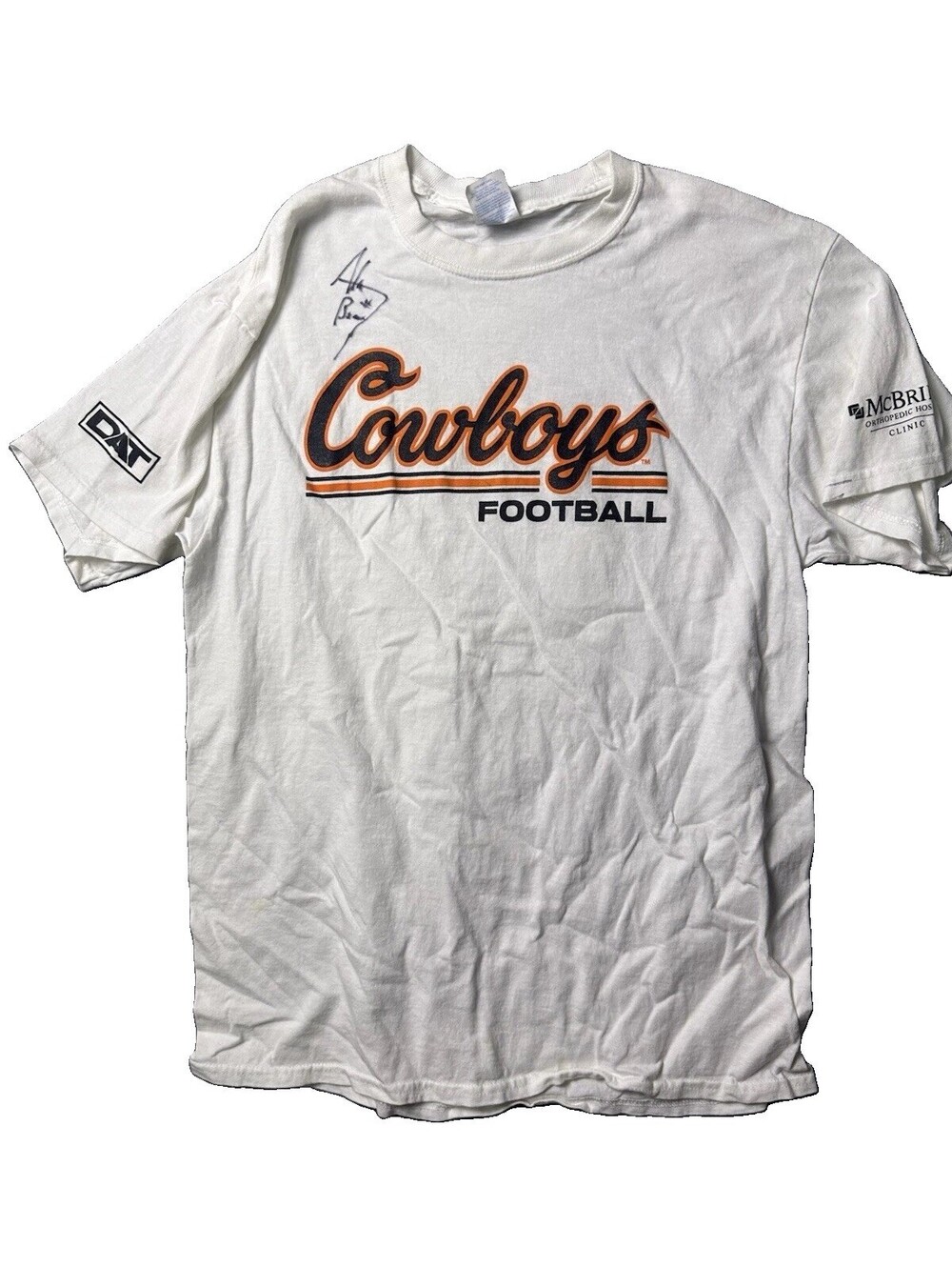 Oklahoma State Cowboys Football T Shirt Mens M OSU Signed Autograph Sponsor Tee